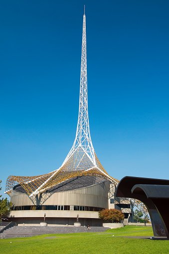 Melbourne, Australia - May 01, 2018: spire of the Arts Centre Melbourne, known as the Victorian Arts Centre, located in the central Melbourne suburb of Southbank in Victoria, Australia