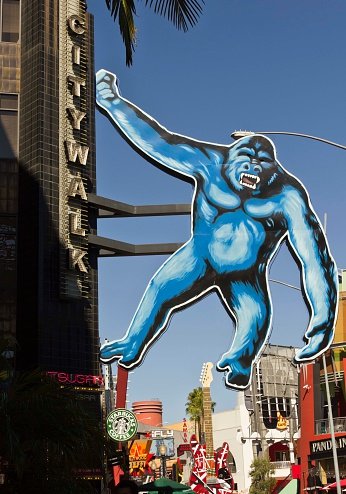 Los Angeles, Usa - August 17, 2013: Huge King Kong hang on a palace in the Universal Studios in Hollywood in a sunny day in the summer season